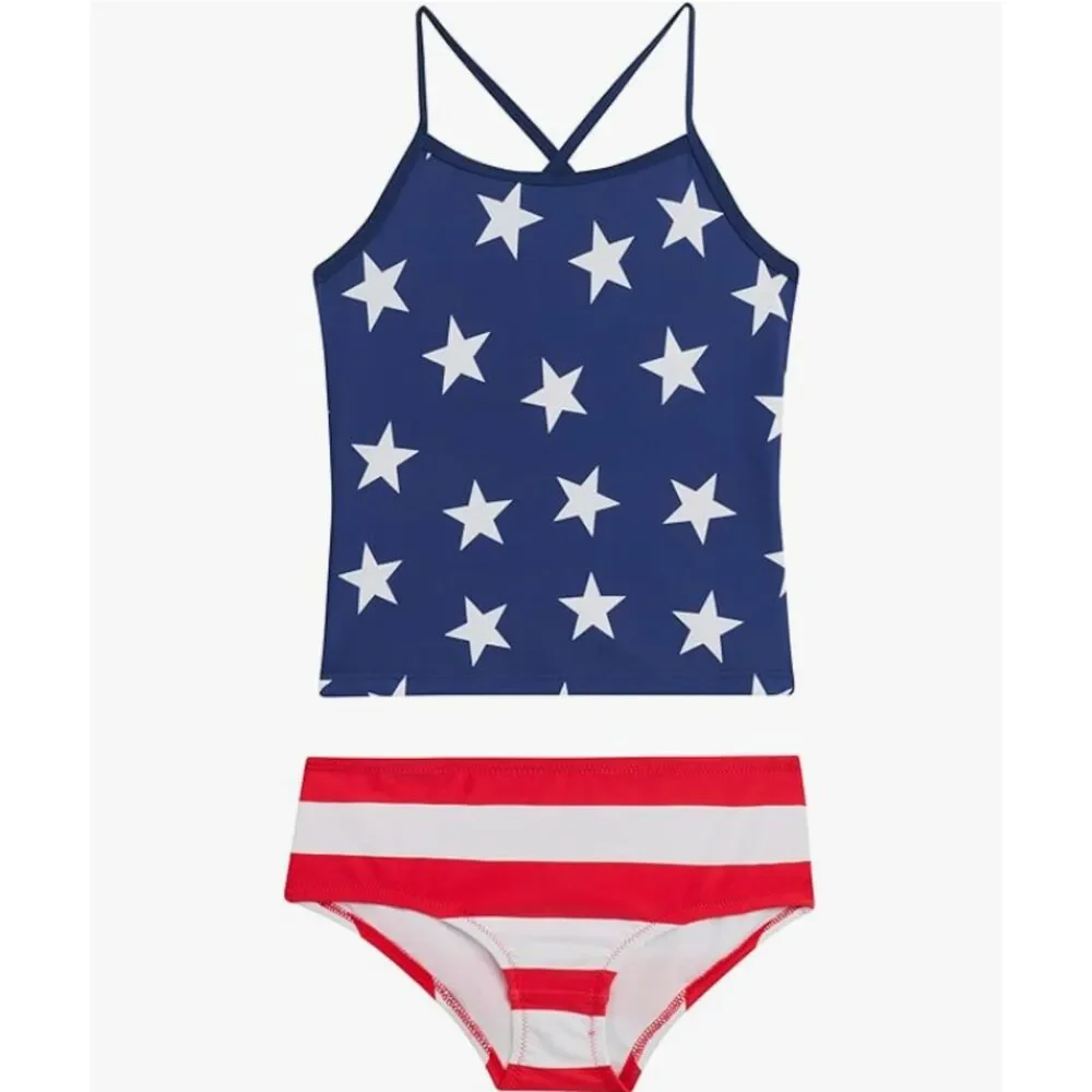 Girls Melanie Beach Sport 2-pc UPF‎ 50+ Banded Tankini- Size 8 NEW